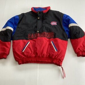 Vintage Canadiens Puffer Jacket in Red, Black & Blue